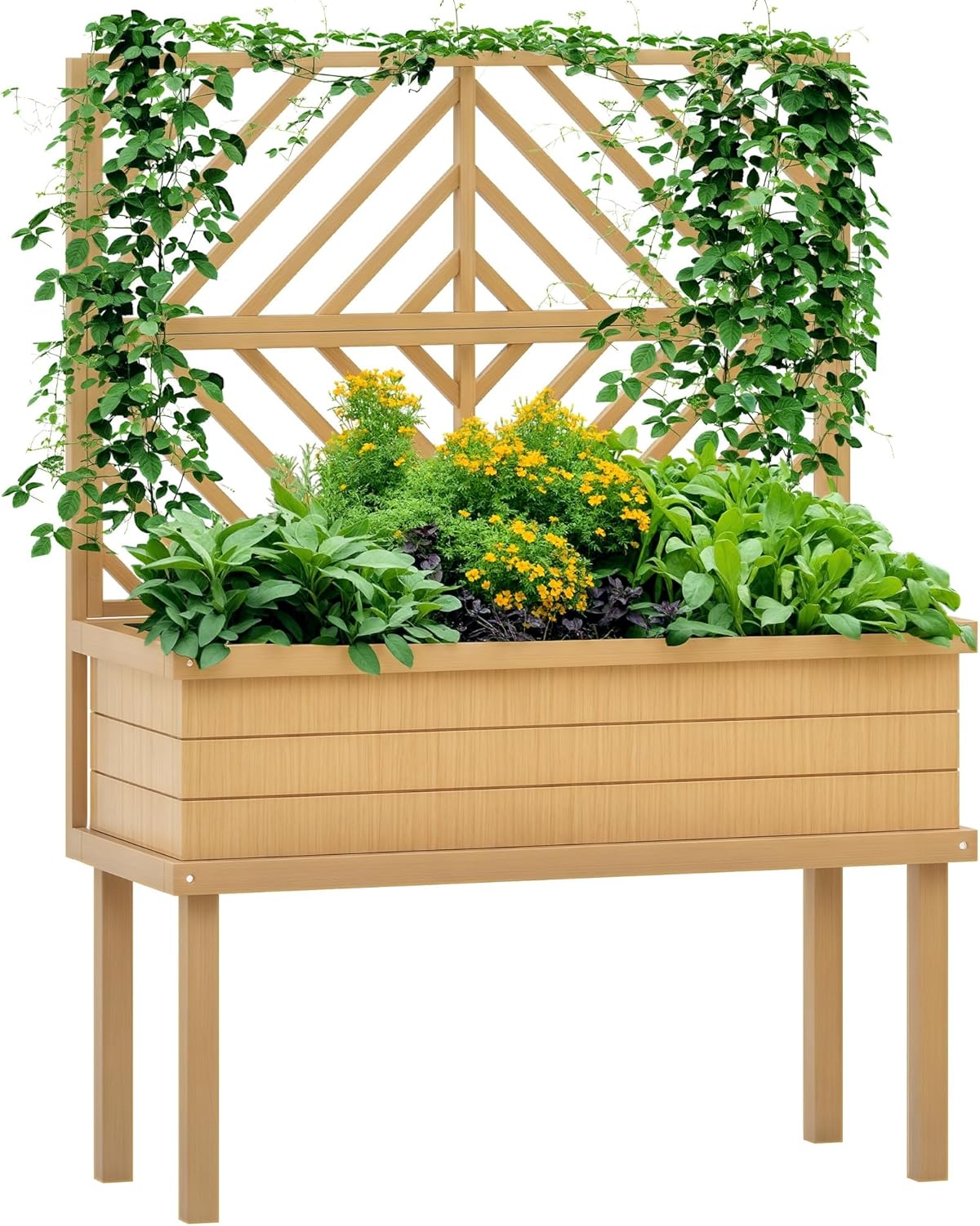Raised Bed Planter Box - Verhoogd tuinbed met pergola voor klimplanten,