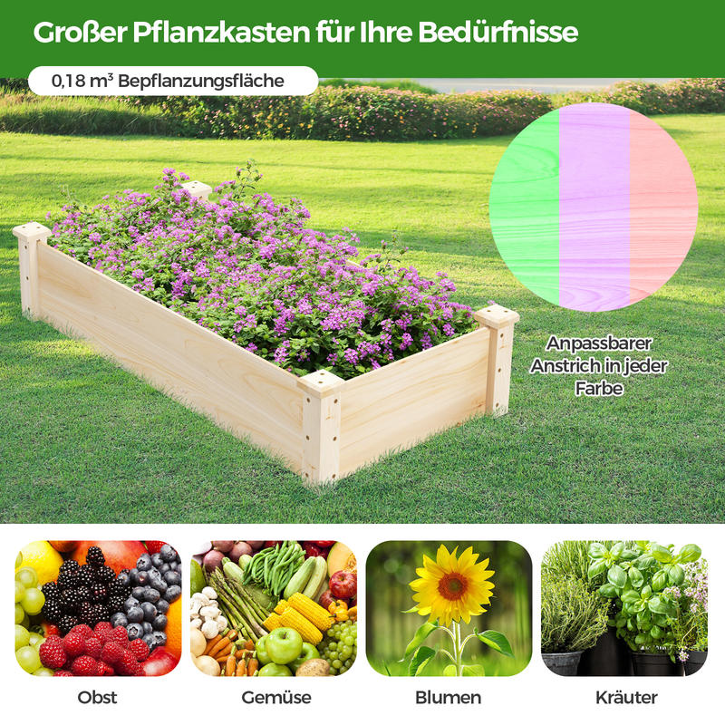 Raised Bed Planter Box - Verhoogde moestuinbak van dennenhout, vierkante houten