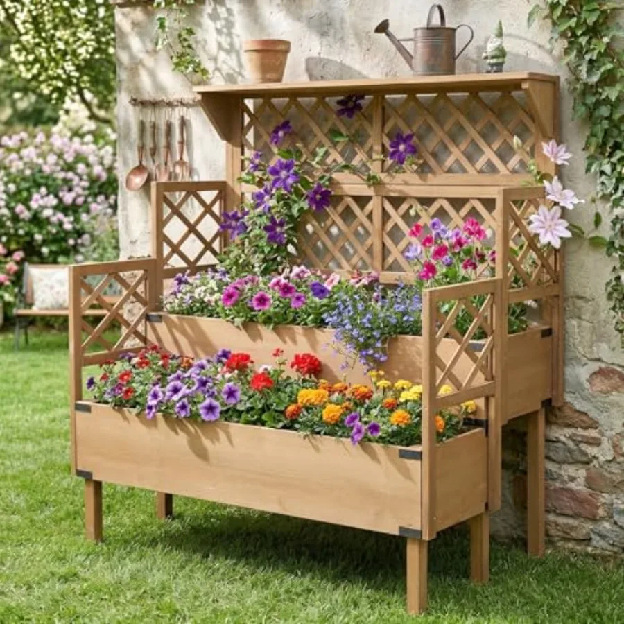 Verhoogd tuinbed met spalier,  - Raised Bed Planter Box recensie en prijs